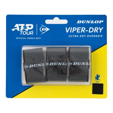 Dunlop Overgrip Viper Dry 0.6mm (ultra dry and durable) black - 3 pieces
